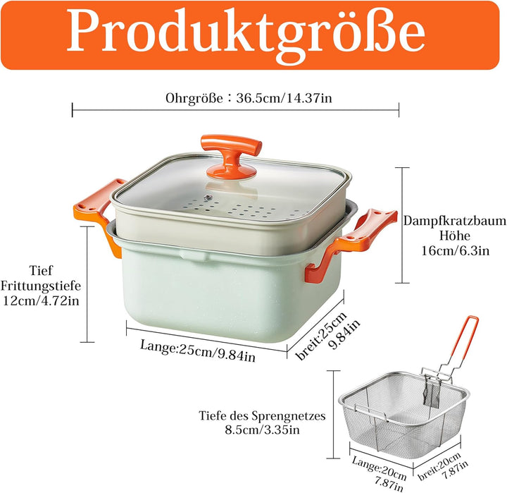 Multifunktionstopf aus Gusseisen – Dampfgarer, Dampfgarer Topf & Multikocher zum Kochen, Braten, Sch