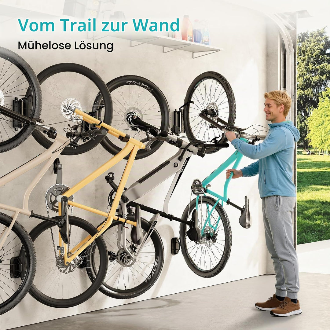 PEGZONE 4er-Packung Schwenkbare Fahrrad-Wandhalterung, Fahrradaufhänger für die Garage, Wandhalterun
