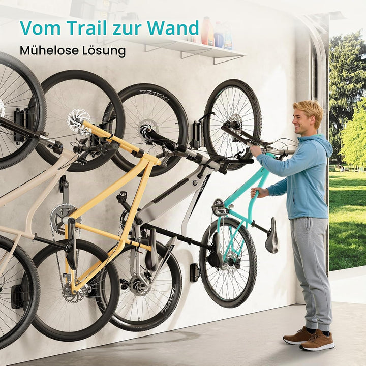 PEGZONE 4er-Packung Schwenkbare Fahrrad-Wandhalterung, Fahrradaufhänger für die Garage, Wandhalterun