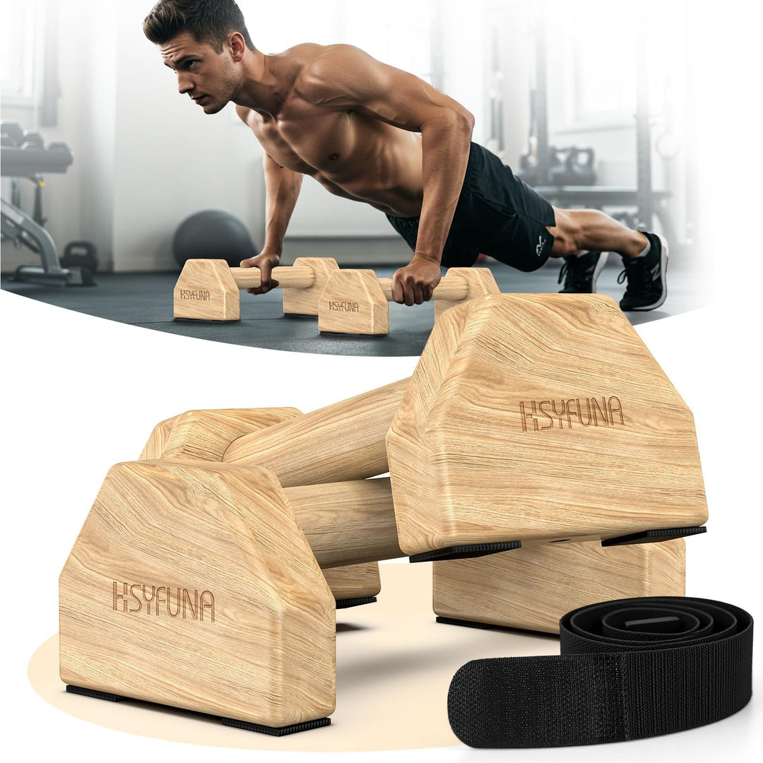 Liegestützgriffe Holz, Parallettes, rutschfeste Griffe Liegestütze, Push Up Stand Bars, Liegestützgr
