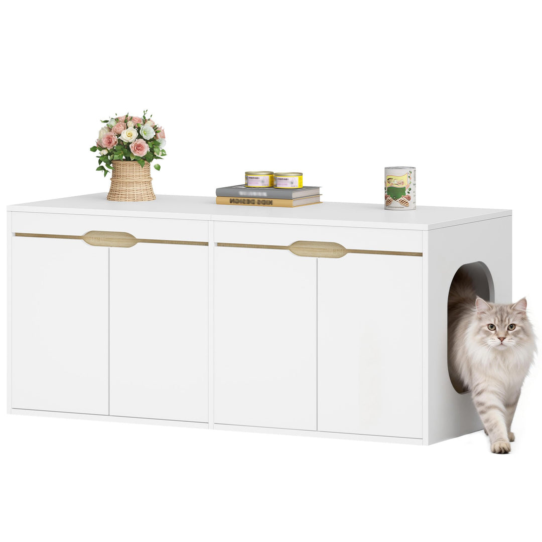 Katzenklo Schrank, Katzenschrank für 2 Katzen, Katzentoilette mit Tür, für Katzen, Doppeltür, Beiste
