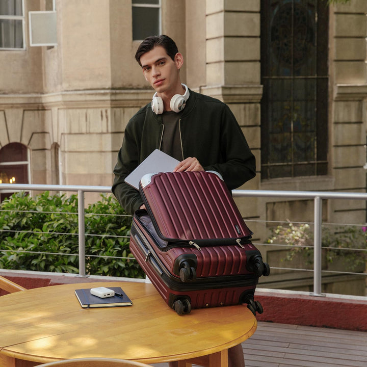 LEVEL8 Koffer Trolleys Leicht ABS+ PC Handgepäck Hartschalen-Koffer Trolley Rollkoffer Reisekoffer E