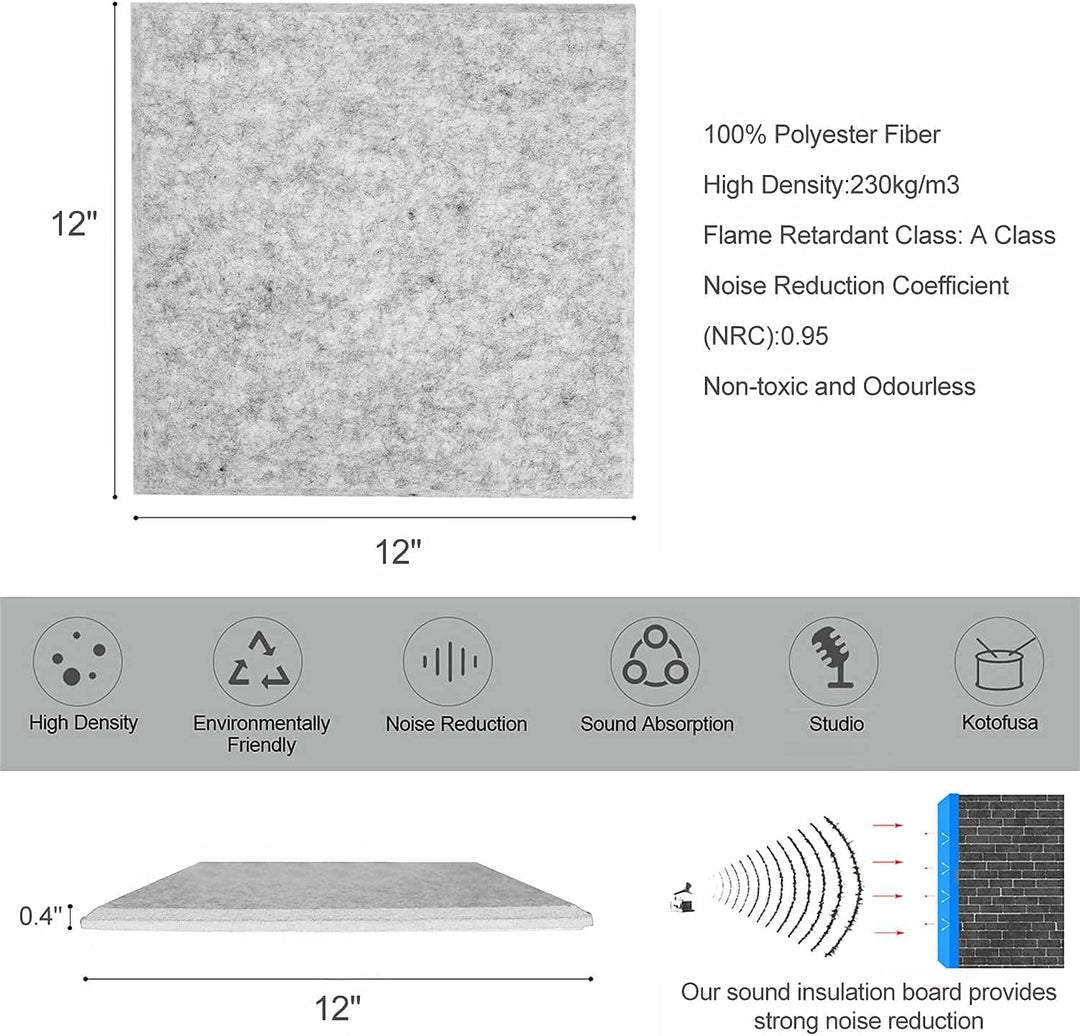 12 Stück Akustikplatten Akustische Schalldämmplatten Schallabsorber Platten Akustikpaneele zur effek