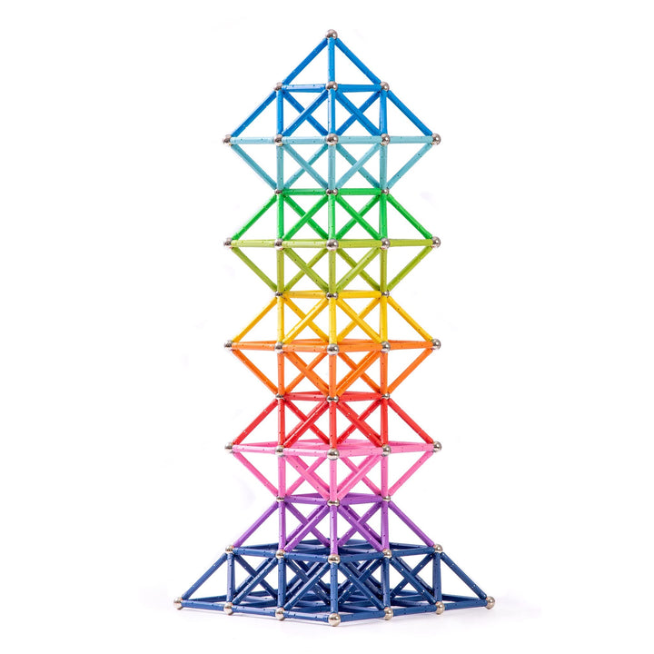 BANBBY 145 Stück Magnetspielzeug, 58mm Baustäbe Set für Kinder, Magnetspiel, 10 Farben Rainbow, Rain