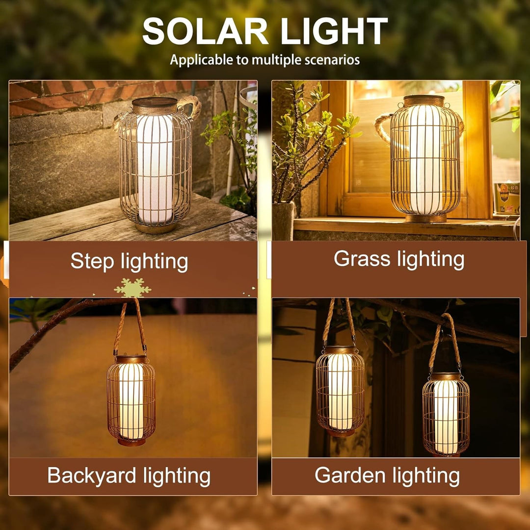 pearlstar Gross Solar Laternen für aussen Metall Hänge leuchten Dekorative Solar Tischlampe Wasserdi