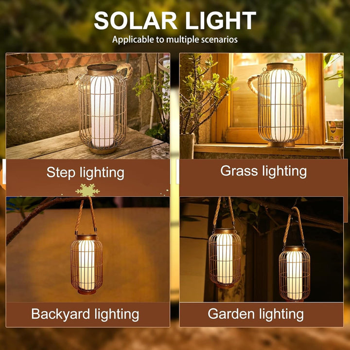 pearlstar Gross Solar Laternen für aussen Metall Hänge leuchten Dekorative Solar Tischlampe Wasserdi