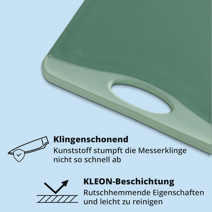 KHG Schneidebrett aus Kunststoff Grün - 37 x 25 x 0,8 cm - Grosses Messerbrett, Küchenbrett rutschfe