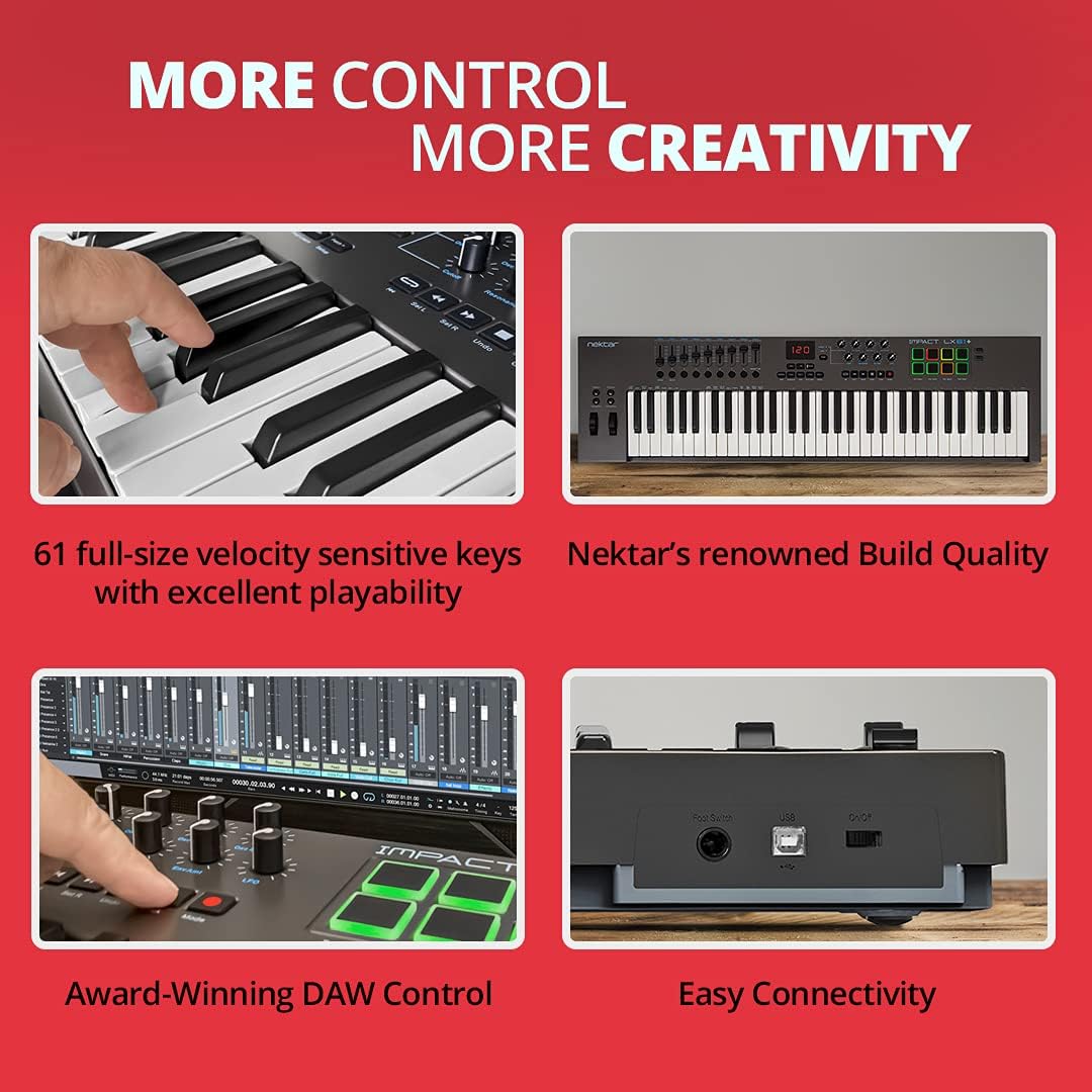 Nektar Impact LX61 + USB-MIDI-Controller-Keyboard mit DAW-Integration Single, Single