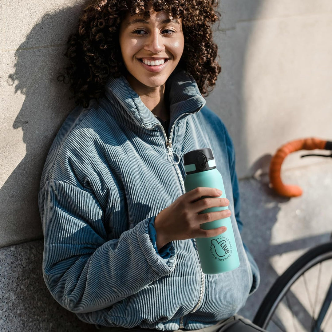 UZSPACE Edelstahl Trinkflasche 1l (970ml), Isolierte Thermosflasche mit 1-Klick-Öffnung, 100% Auslau