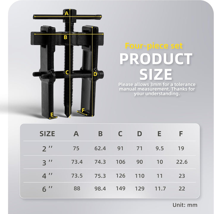 4 Abzieher Werkzeug 2''/3''/4''/6'' mit 2-Backen Lagerabzieher kugellager Abzieher Satz Für Motorrad
