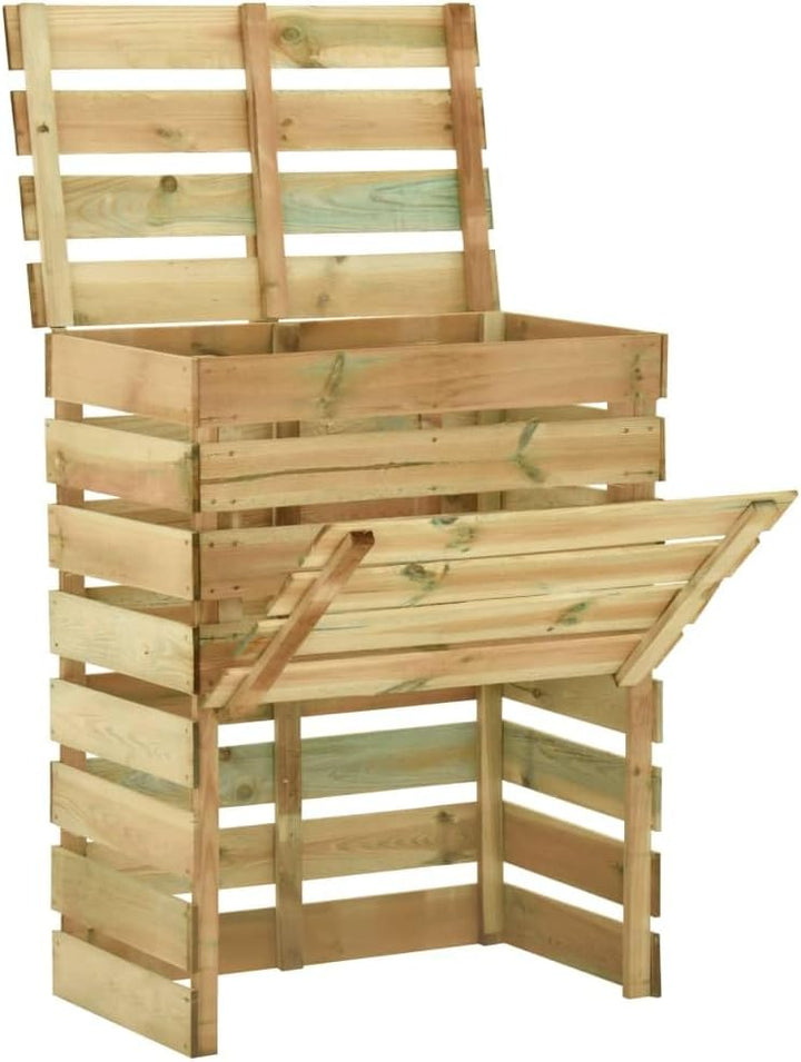 Komposter aus Holz, Gartenkomposter mit Latten, 80 x 50 x 100 cm, imprägniertes Kiefernholz