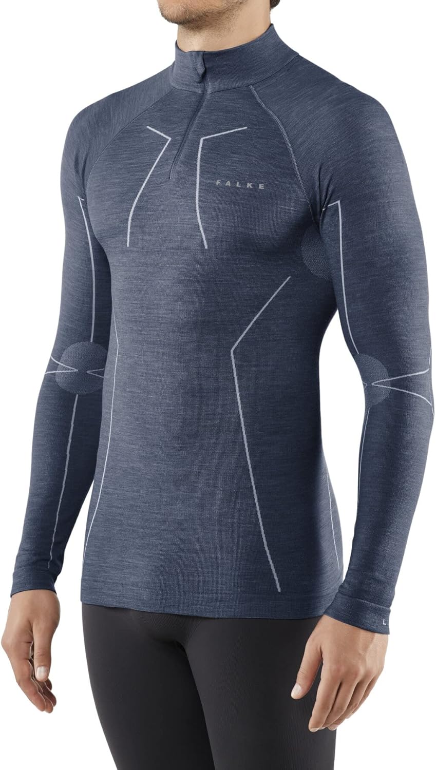 FALKE Herren Wool-Tech High Zip Neck Funktionsshirt Langarm kalte bis sehr kalte Temperaturen Wäsche