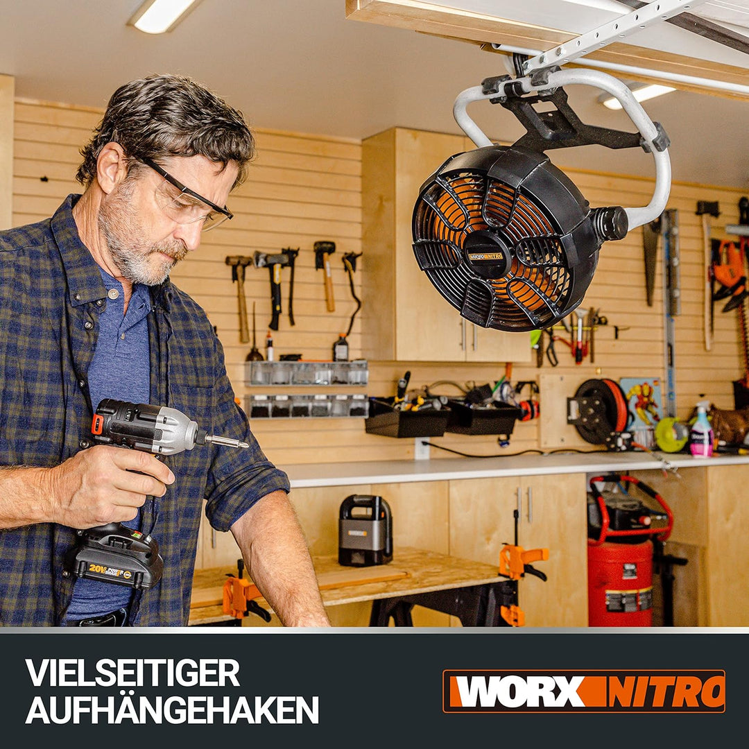 WORX WX095.9 Akku Ventilator Tischlüfter 20V Max ohne Akku und