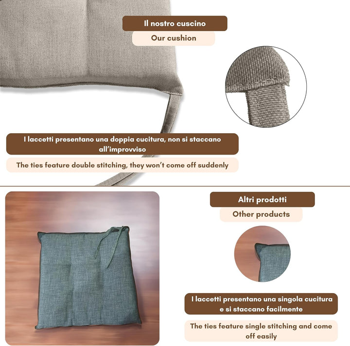 Il Tuo Artigiano Design Set mit 4 oder 6 Kissen für Küchenstühle, hergestellt in Italien, Küchenstuh