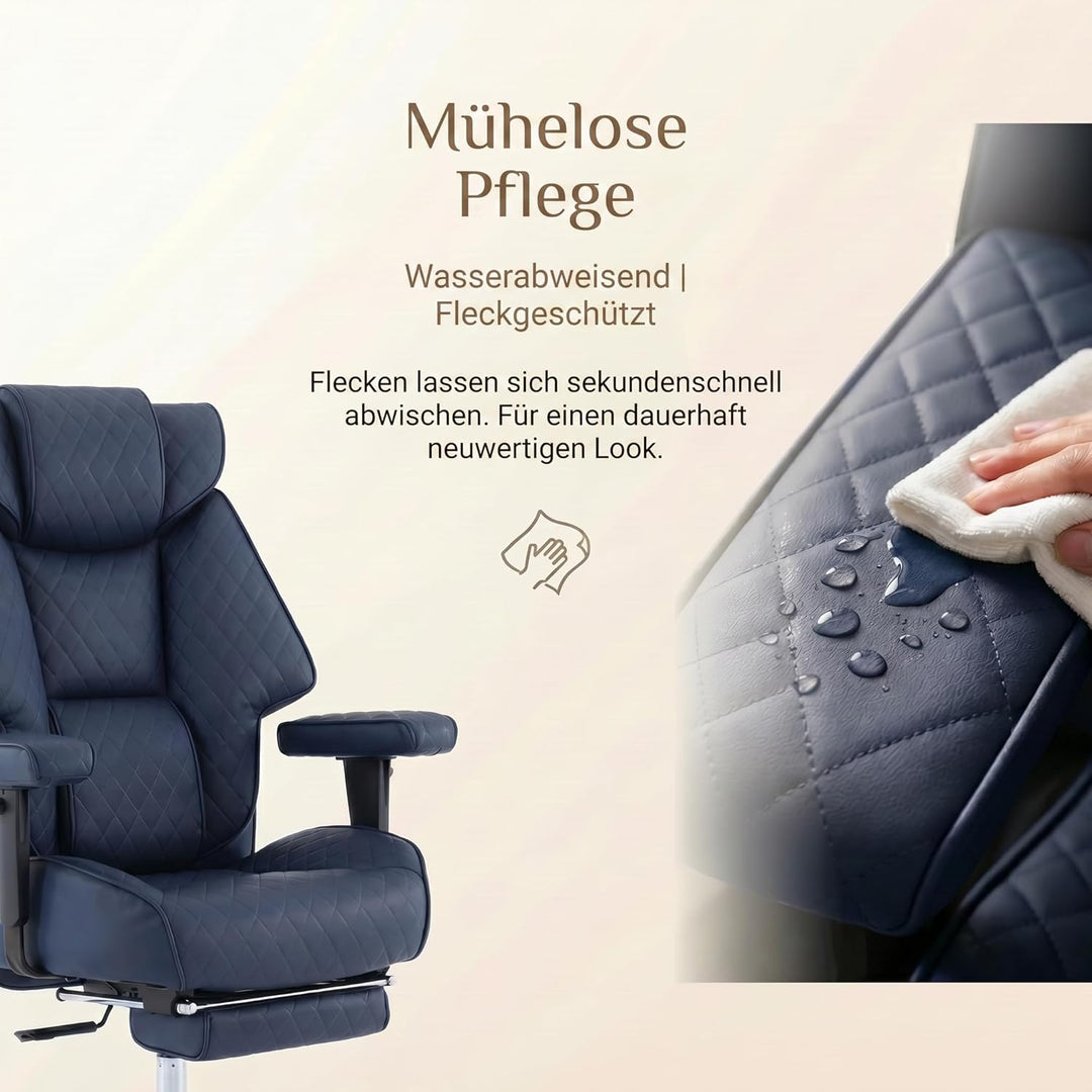 EXCEBET XXL Chefsessel bis 180kg Belastbar, Ergonomischer Bürostuhl mit Taschenfederkern, Breiter Dr