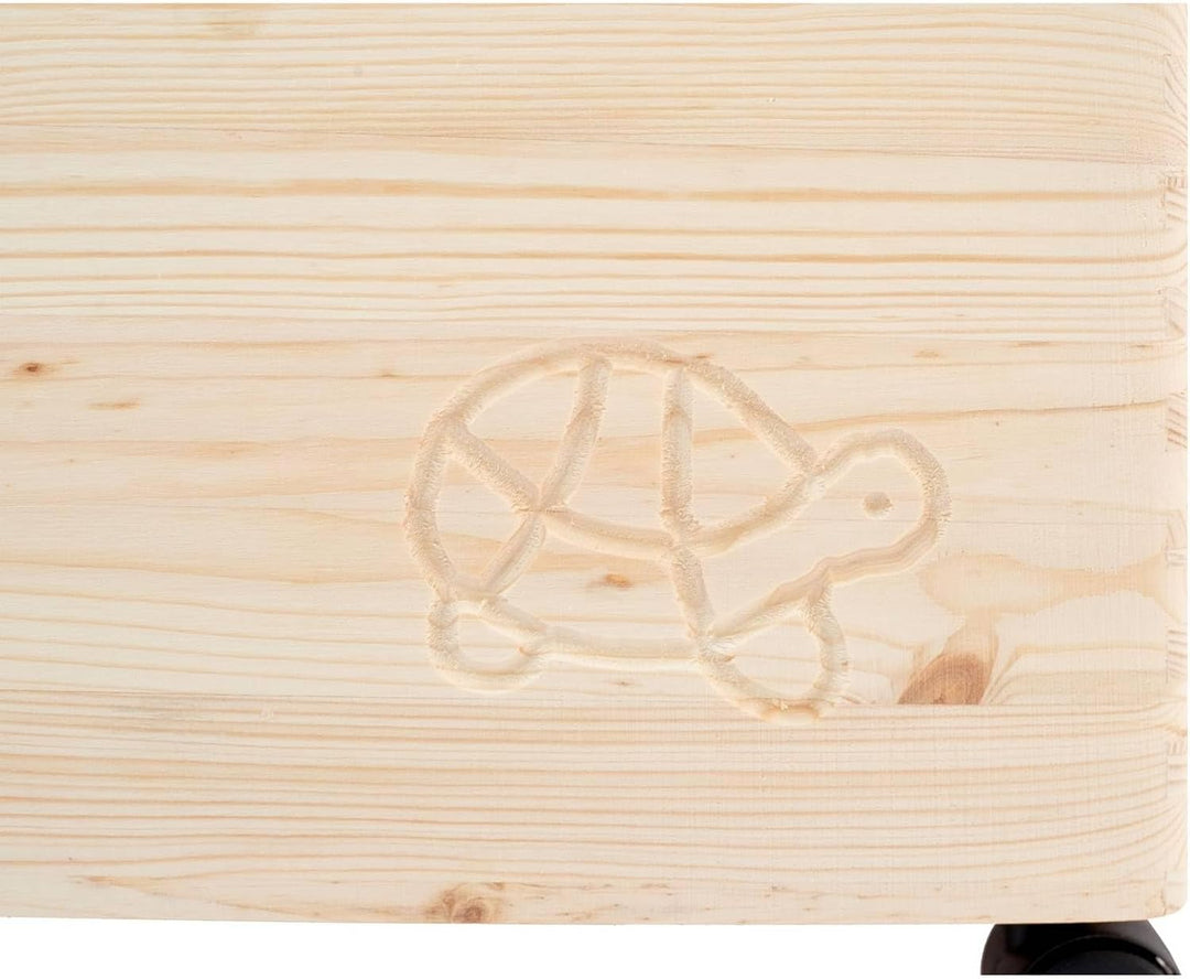 PINUS - Spielzeugkiste Holz mit Deckel 3-in-1, Spielzeug Aufbewahrung Motiv, 39x30x74 cm, Aufbewahru