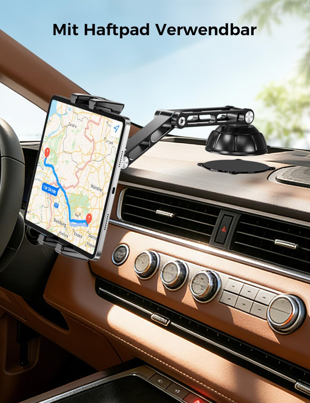 OHLPRO Tablet Halterung Auto Vorne aus Aluminium, iPad Autohalterung Saugnapf für Windschutzsche und