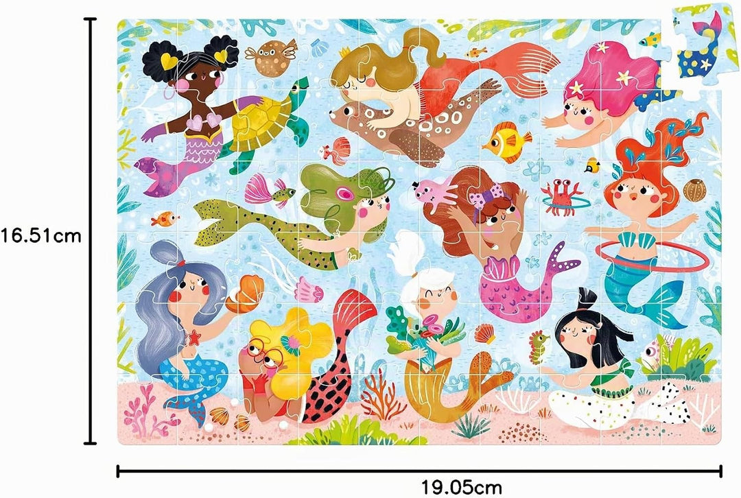 Magical Jumbo Puzzle Mermaids, 60 Teile Lernpuzzle für Kinder 4+, Bodenpuzzle Meerjungfrauen, 26.8"