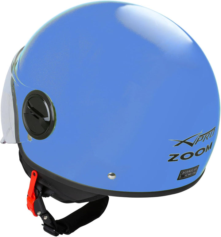 Motorradhelm Motorrad Roller Jet Helm Demi Avio Viser Homologiert SonicMoto 57 Blau, 57 Blau