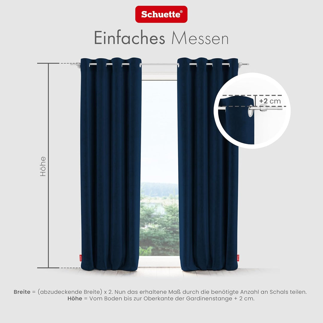 Schuette® Verdunkelungs-Vorhang Gardine mit Ösen ● Millenium Velvet: Royal Blue (Blau) ● 135x130cm B