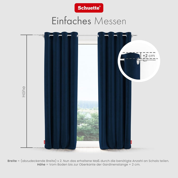 Schuette® Verdunkelungs-Vorhang Gardine mit Ösen ● Millenium Velvet: Royal Blue (Blau) ● 135x130cm B