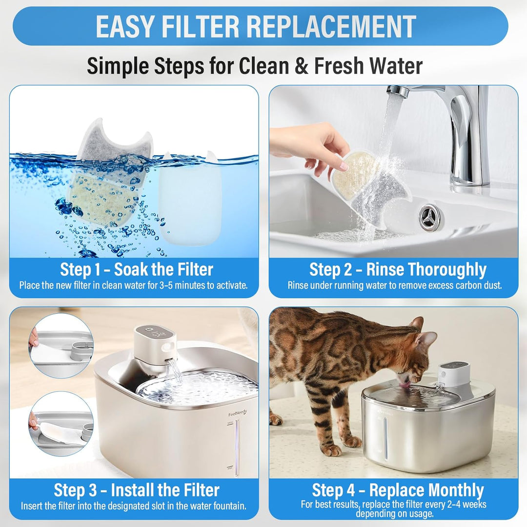 12 Set Katzenbrunnen Filter, für FEELNEEDY 4L(YPD-C004) Trinkbrunnen für Katze, 12 Stück Filter für