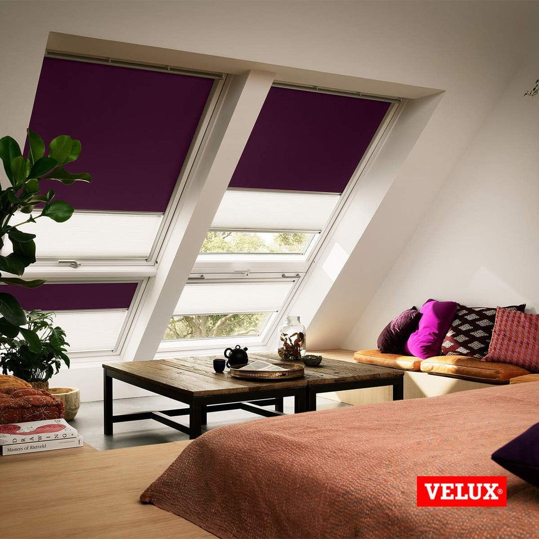 VELUX Original Dachfenster Duo Verdunkelungsrollo für MK06, Dunkelblau, mit Grauer Führungsschiene M