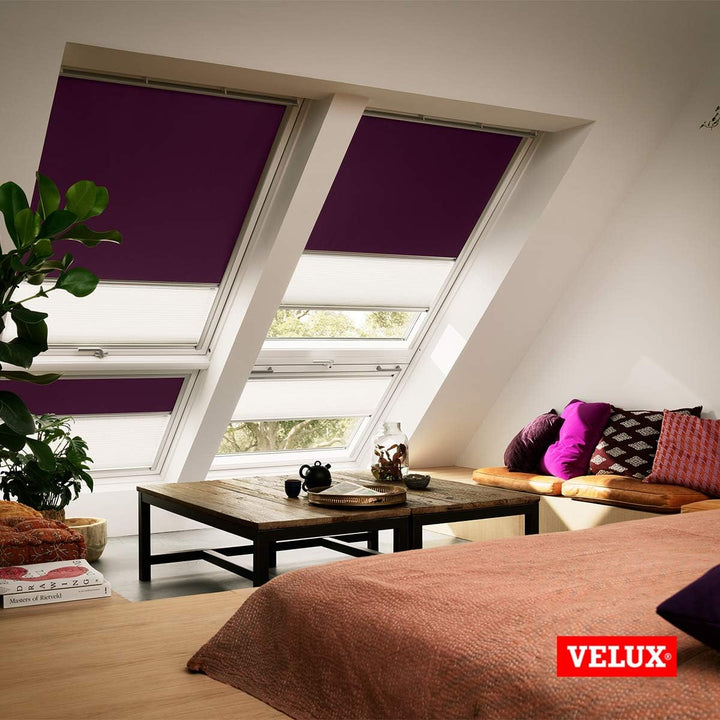VELUX Original Dachfenster Duo Verdunkelungsrollo für MK06, Dunkelblau, mit Grauer Führungsschiene M