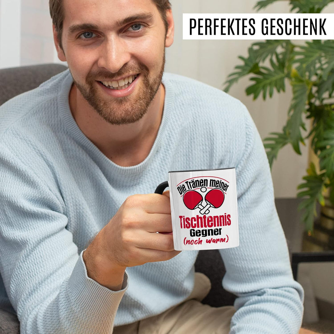 Tischtennis Tasse Tränen noch warm lustiger Spruch Geschenkidee Ping Pong Kaffeetasse Geschenk für T