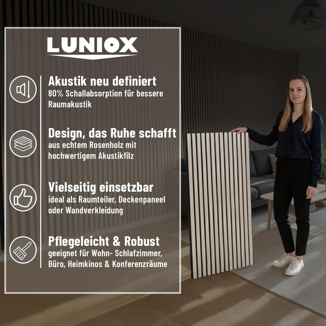 2X Akustikpaneele Eiche 119x59,5x2,1cm, Wandpaneele, Schallabsorber, Wandverkleidung, Schallschutz E