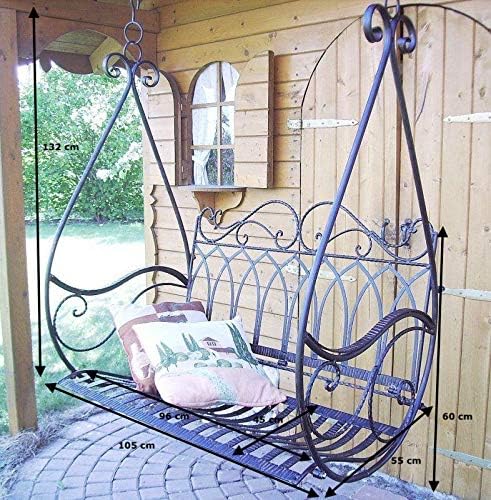 DanDiBo Hängebank Schaukel Metall Braun Wetterfest Gondel Hängesessel 1868 2 Sitzer Gartenbank