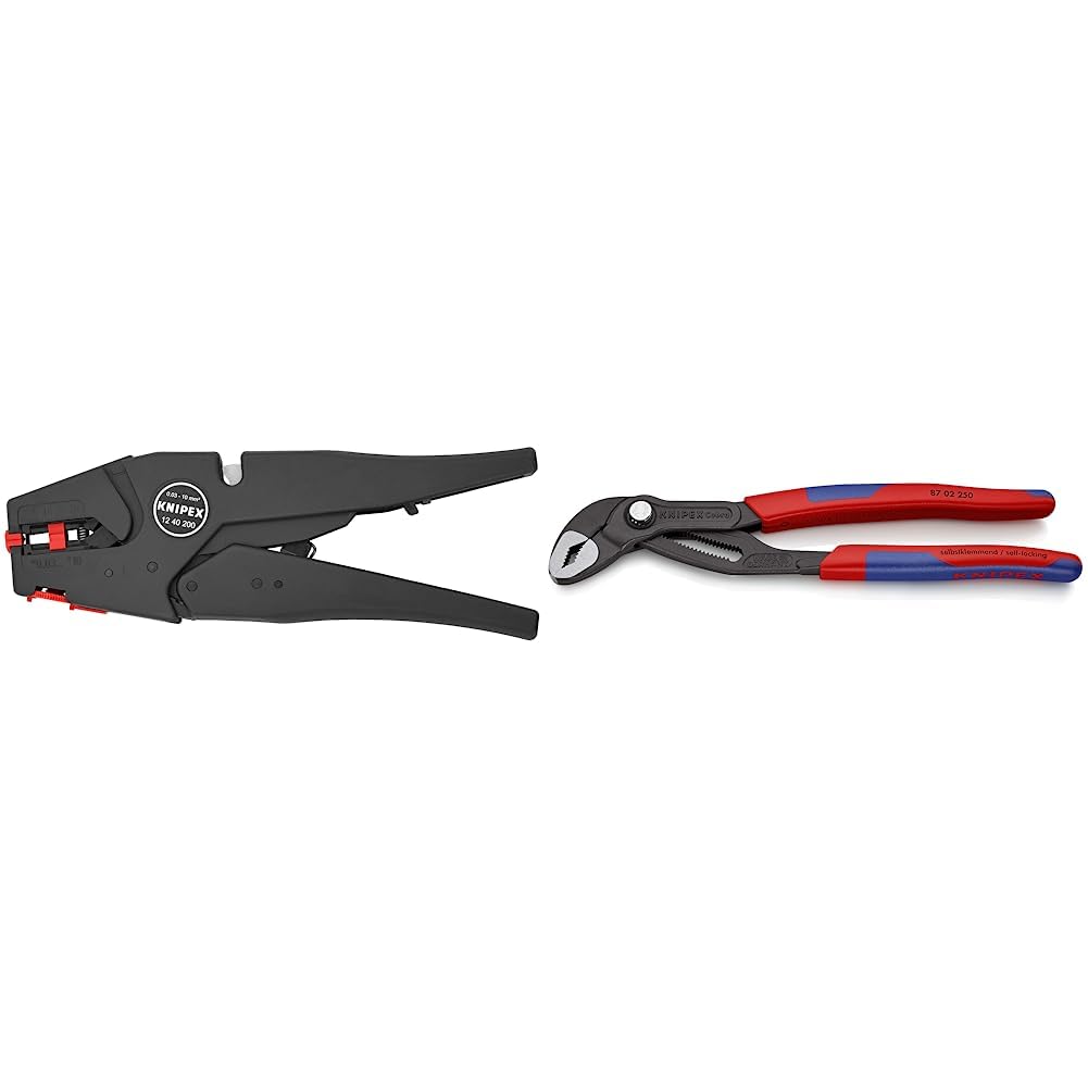 Knipex Selbsteinstellende Abisolierzange 200 mm 12 40 200 EAN &amp; Cobra®, Wasserpumpenzange | Rohrzang