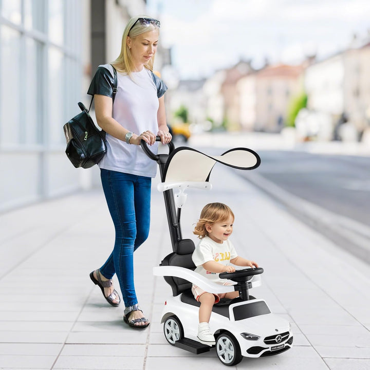 SOARS 3-in-1 Mercedes-Benz Rutschauto, Rutschfahrzeug mit Abnehmbarer Schiebstange, verstellbarem So