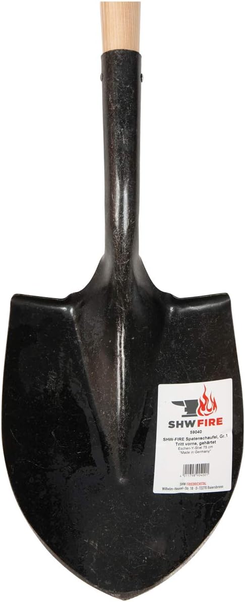 SHW-FIRE Stahlspatenschaufel mit 75cm Holzstiel und sicherem Trittschutz für Gärtnerarbeiten Stiellä