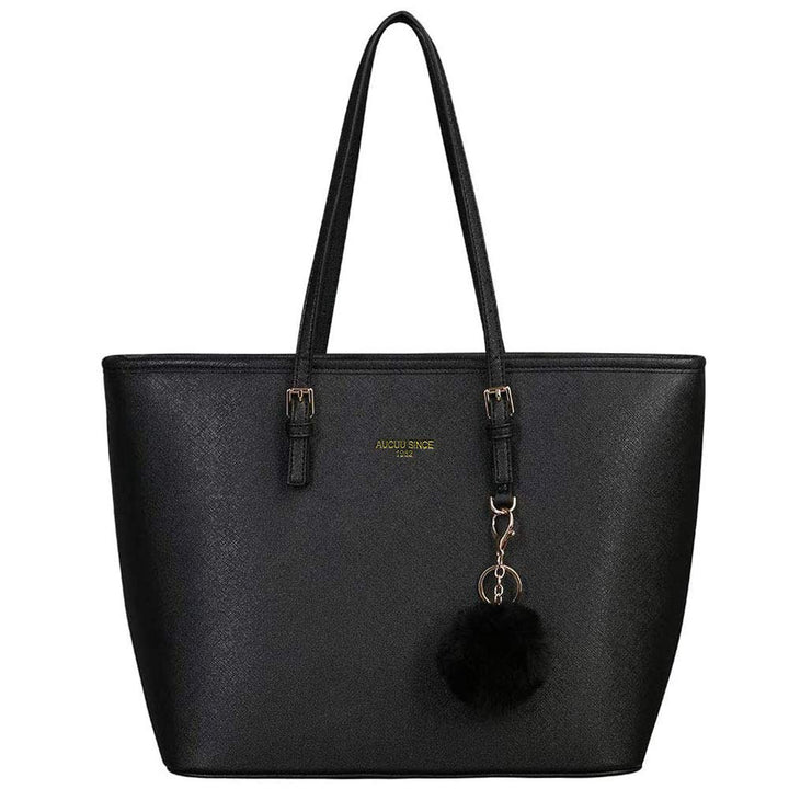 URAQT Damen Handtasche Schwarz, Shopper Handtasche Leder Tasche, Gross, für Büro Schule Einkauf mit