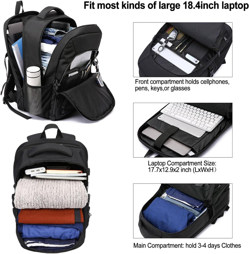 18.4 Zoll Laptop Rucksack Herren 55L,Extra Gross Wasserdichte Arbeit ,Anti Diebstahl Business Reisen