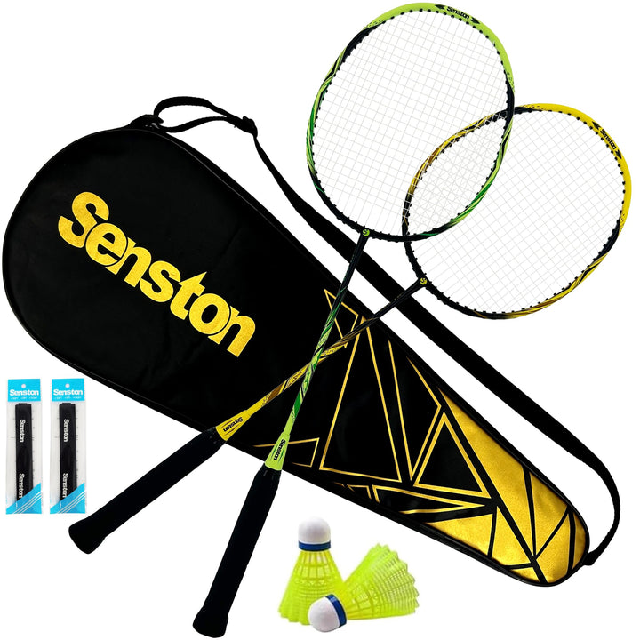 Senston Graphit Badminton-Set Leichtgewicht Badmintonschläger mit Schlägertasche Badminton Schläger