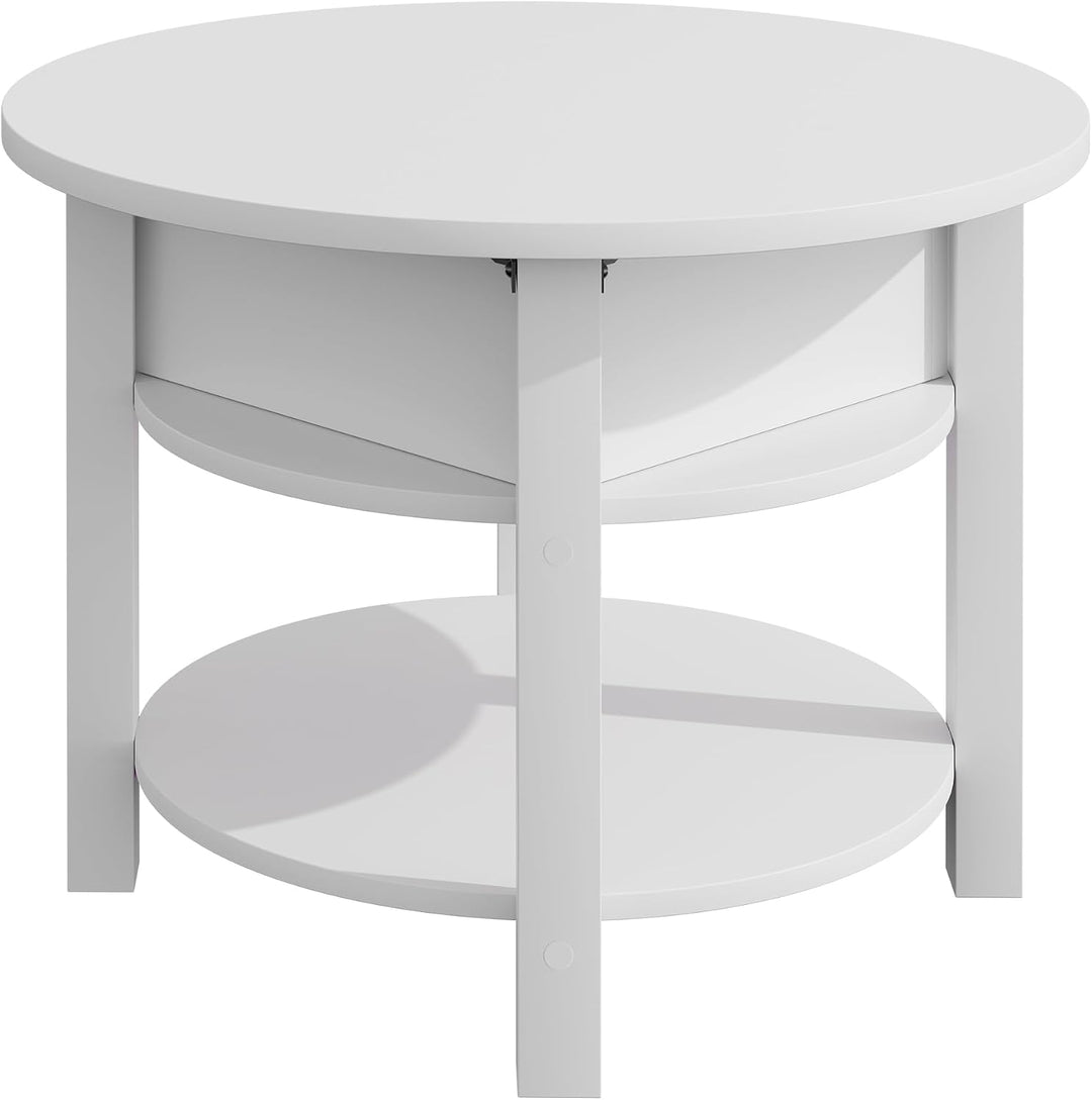 ELUCHANG Couchtisch Rund mit Hebeplatte, Couchtisch Höhenverstellbarer 2 in 1, Beistelltisch Wohnzim