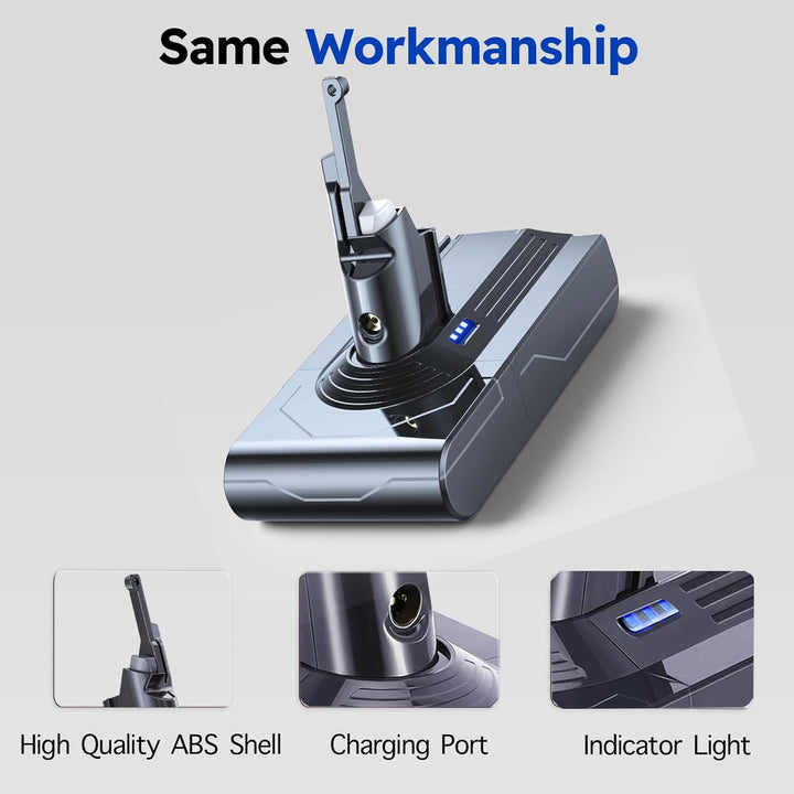 V8 Ersatzakku, 6000mAh Akku für Dyson V8 Absolute Animal Exclusive Fluffy Motorhead SV10 Original Co
