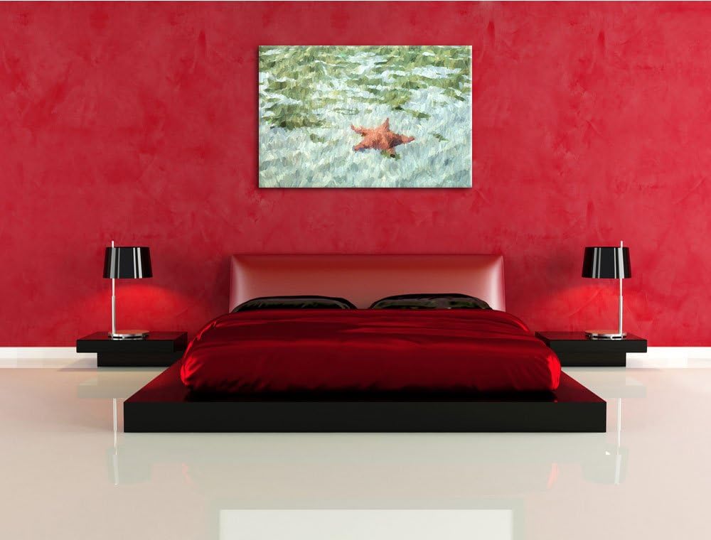 Seestern im klaren Wasser Spezial Format: 100x70 cm auf Leinwand, XXL riesige Bilder fertig gerahmt