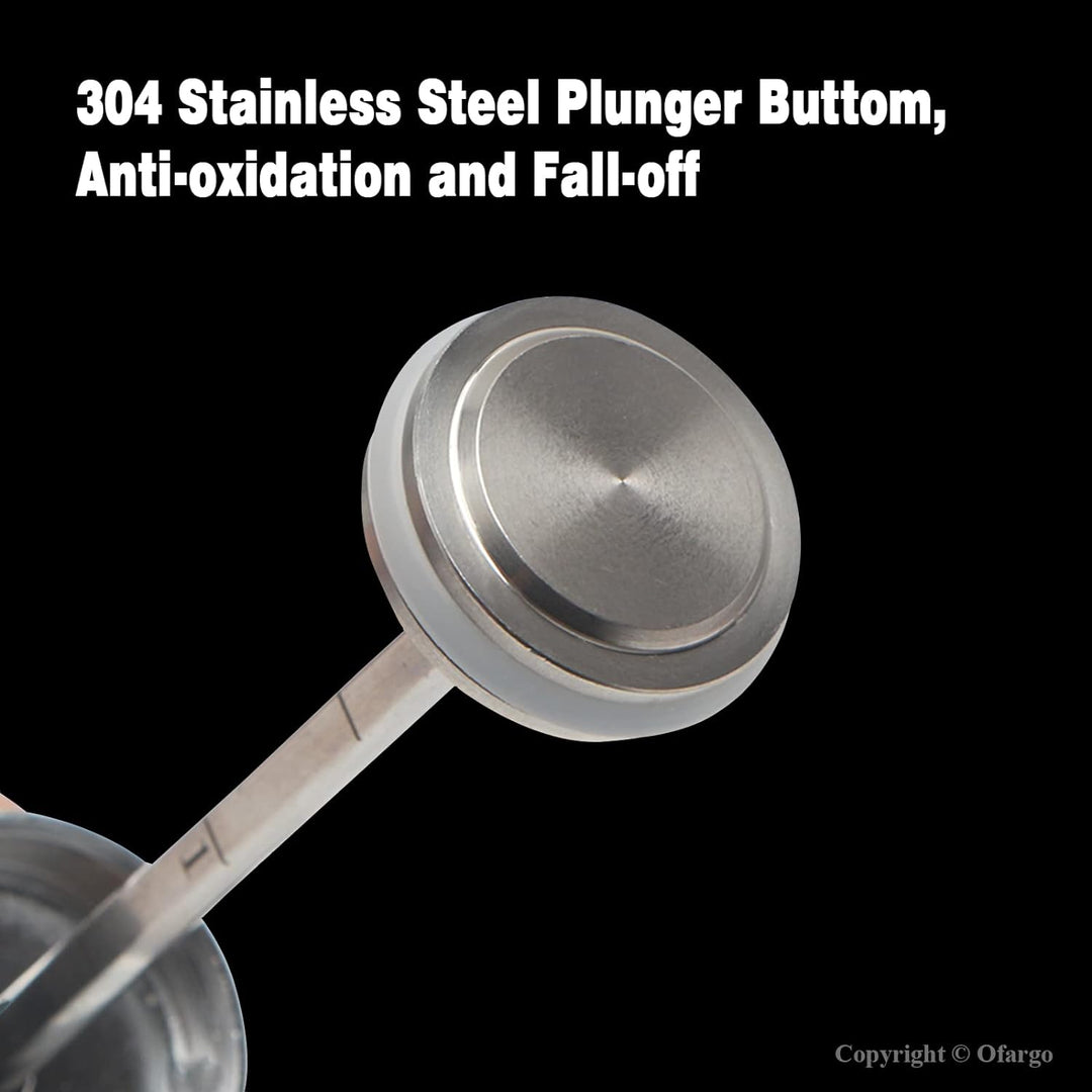 OFG Fleischspritze aus 304-Edelstahl, mit 4 Marinadennadeln für Holzkohlegrill, 60 ml Fassungsvermög