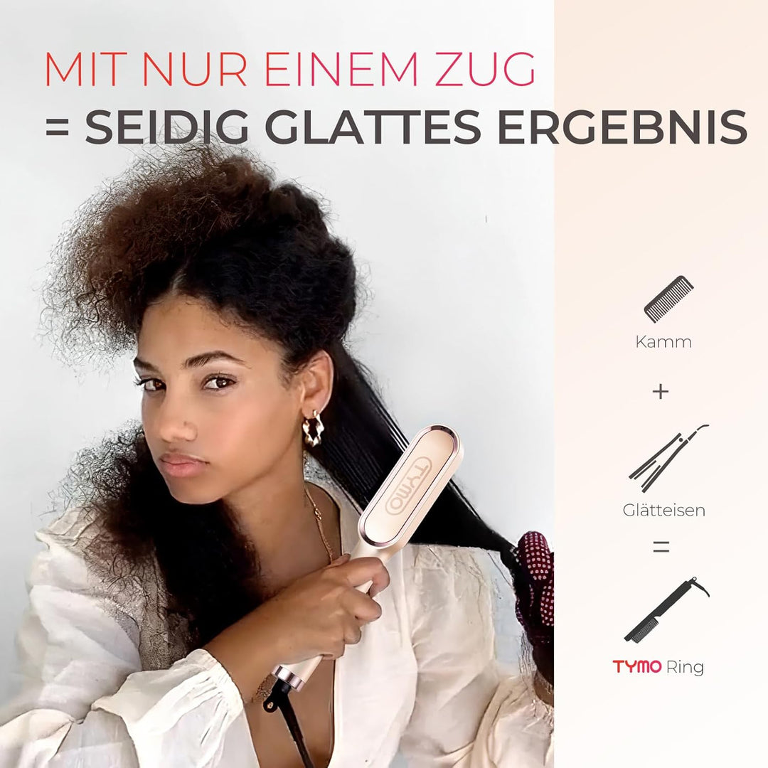 TYMO Glättbürste, Haarglättungsbürste, Schnelles Aufheizen, 5 Heizstufen, Automatische Abschaltung,