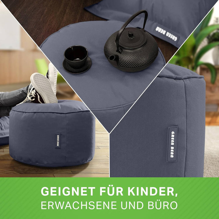 Green Bean Sitzsack-Hocker 45x25cm mit EPS-Perlen Füllung - Fusshocker Fusskissen Sitz-Pouf für Sitz
