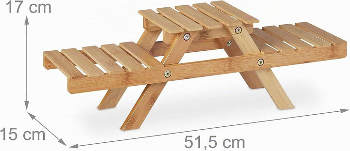 Relaxdays Blumentreppe, mit 3 Ablagen, für die Fensterbank, aus Bambus, Pflanzenregal, HBT: 17 x 51,