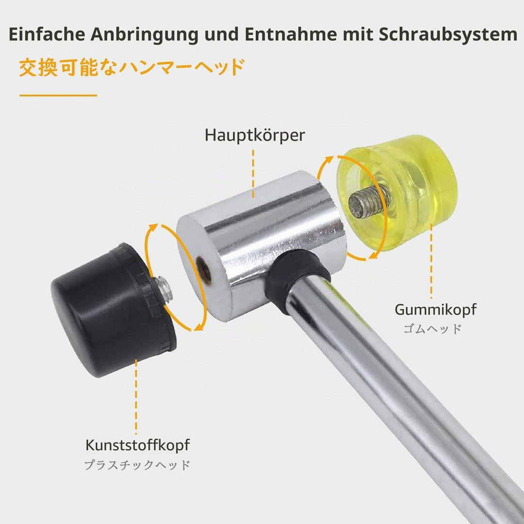 BOOSDEN Doppelkopf Gummihammer, 25 mm Mini Gummihammer mit Rutschfestem Gummigriff für Leder, Holz,