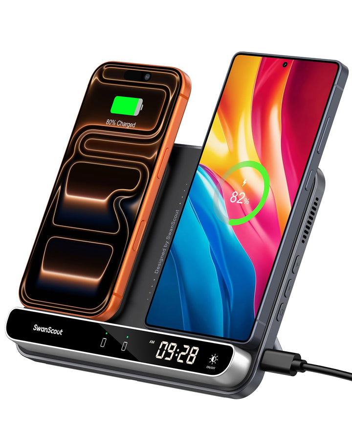 Dual Induktive Ladestation für 2 Handys, 30W Doppel Handy Ladestation für iPhone Air/17 Pro/17 Pro M