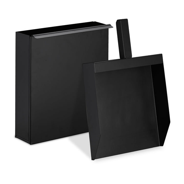 Relaxdays Ascheeimer mit Schaufel, Aschebehälter für Kamin, Grill, Ofen, Aschekasten, Ascheschaufel