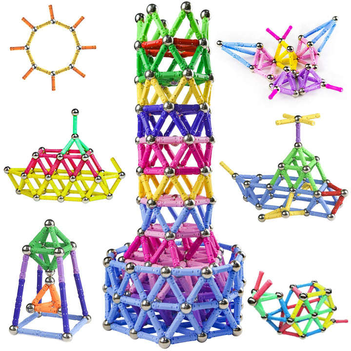 Jvchengxi 320 Stücke Magnetische Bausteine, Magnetische Stöcke Spielzeug, Magnet Lernspielzeug, 3D P