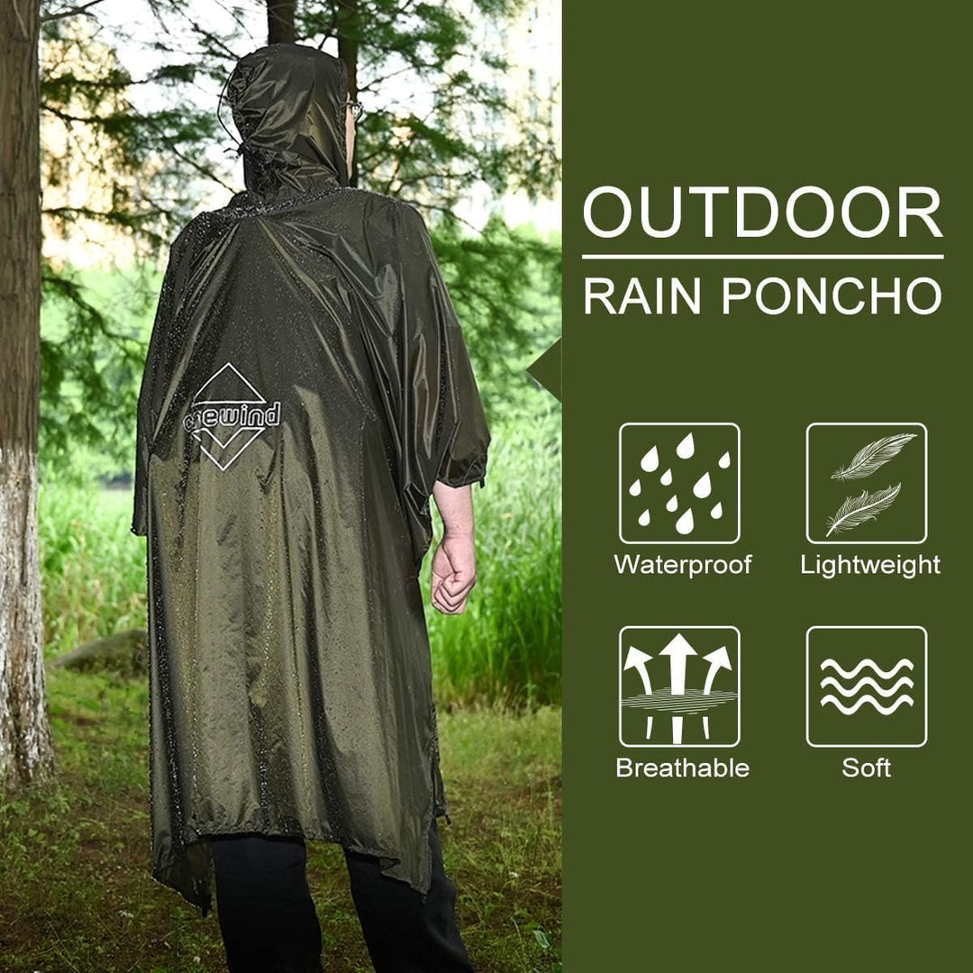 onewind Rucksack Regen Poncho Ultraleichte Kapuze Regenmantel M Olive Grün-250cm*142cm, M Olive Grün