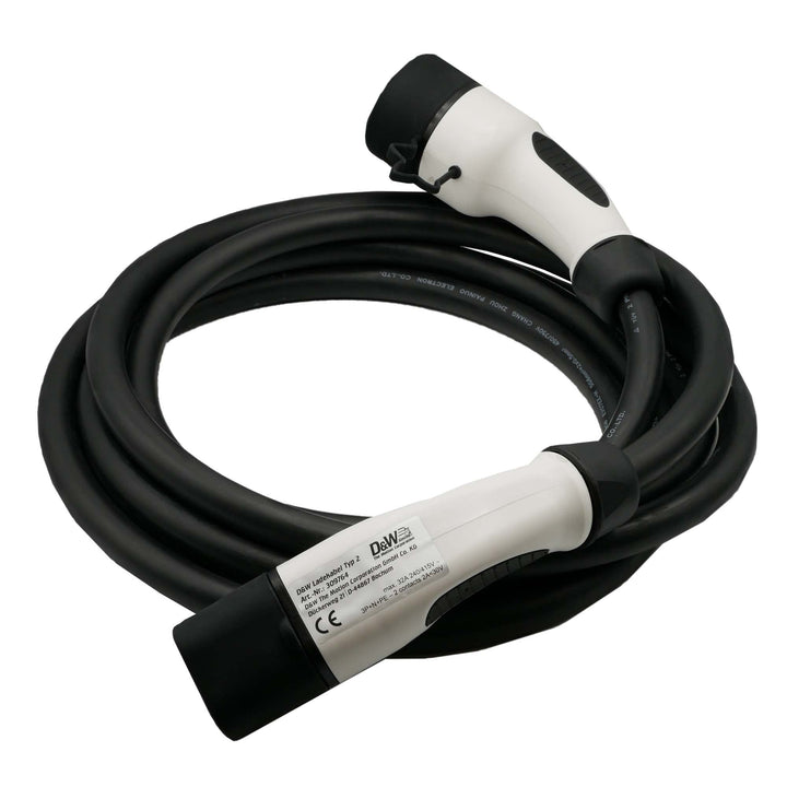 DuW Ladekabel Typ 2 | 22kW 3-phasig 32A | 5 Meter | Ladekabel für Elektrofahrzeuge und Plugin-Hybrid